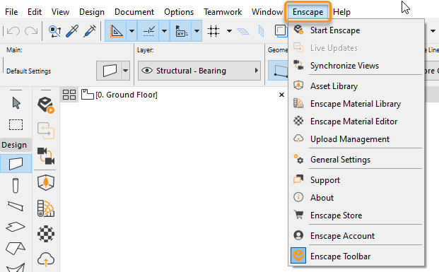 Enscape for Archicad > Enable Enscape > eec_top_level_menu.png