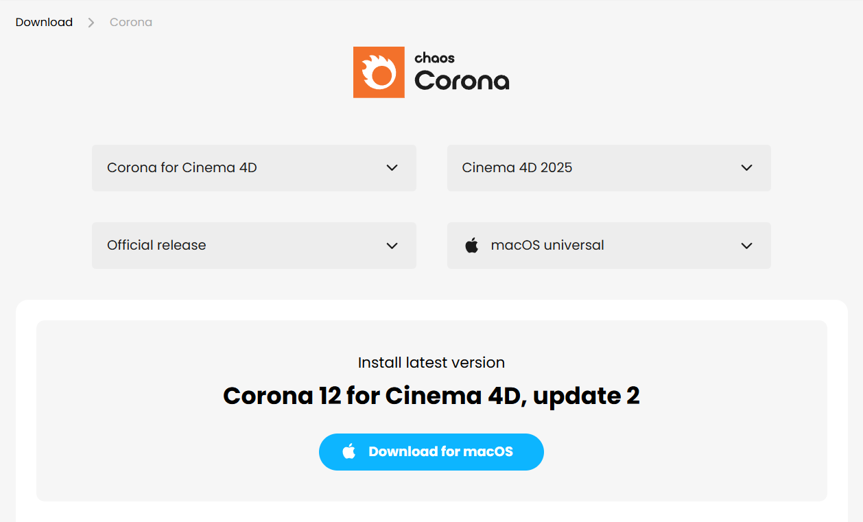 Corona for Cinema 4D > Activating Corona Trial > chaos-corona-trial-c4d-choose-platform.png