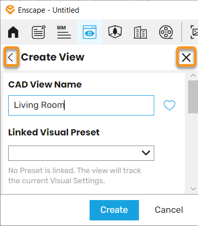 Enscape for Vectorworks > Create Select and Update a View > Enscape_Vectorworks_Close.png