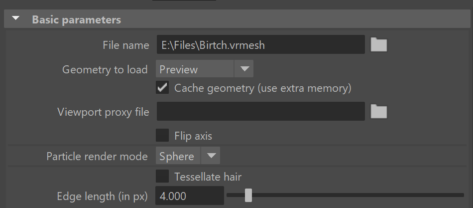 V-Ray for Maya > Old V-Ray Proxy Node > Maya2019_VRay5_ImportVRayProxy_BasicParameters_rollout.png