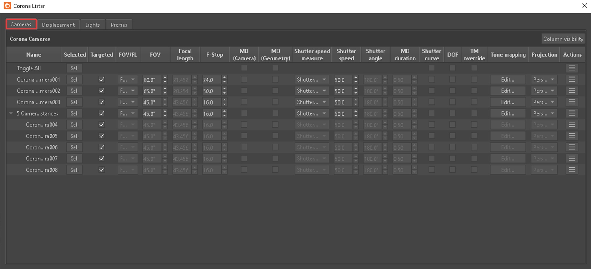 Corona for 3ds Max > Corona Lister > Corona10_Corona Lister_Cameras Tab.jpg