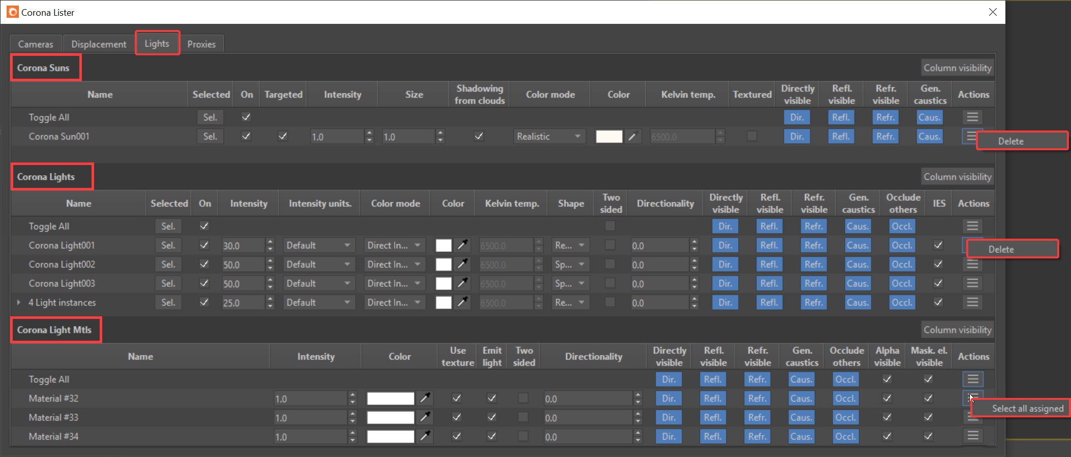 Corona for 3ds Max > Corona Lister > Corona10_Corona Lister_Lights Tab_Actions Buttons options.jpg