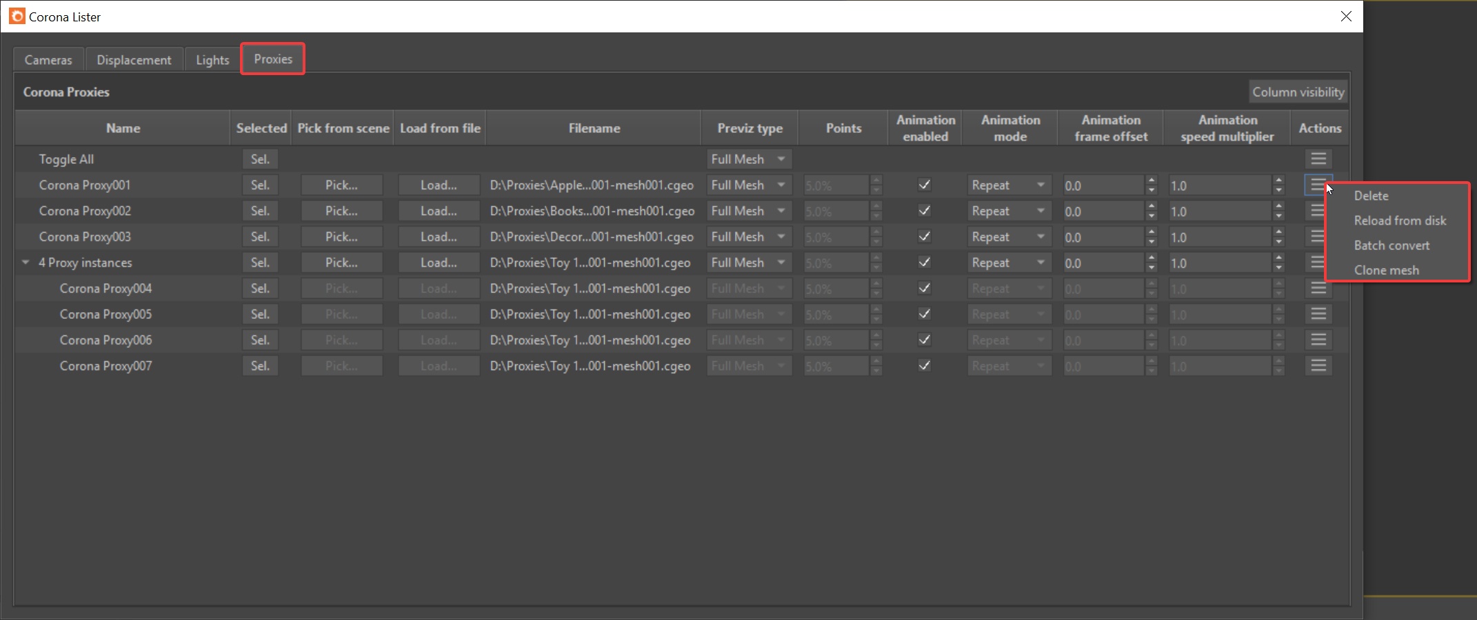 Corona for 3ds Max > Corona Lister > Corona10_Corona Lister_Proxies Tab_Actions Buttons options.jpg